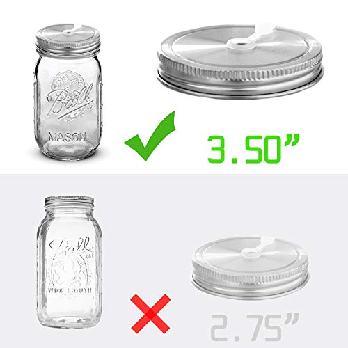 6Pcs Pack 304 Stainless Steel Wide Mouth Mason Jar Lids With Straw Hole, Including 6Pcs Stainless Steel Straws And 1Pcs Cleaning Brush, Compatible With Ball & Kerr Mason Jars #TOP1