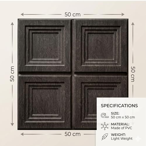 Image of Kayra Decor 3D Wall Panels | PVC Wall Tiles | Square Box Design | Wood Gray | Pack of 18 (42.48 Sq. Ft.)