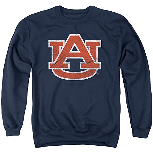 Auburn University Official Distressed Primary Unisex Adult Crewneck Sweatshirt,Navy, Medium