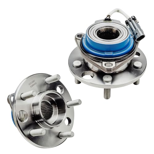 Image of Detroit Axle - 2 Front Wheel Bearing Hubs Assembly for Buick Lesabre 1991-1999, Cadillac DeVille 1992-1996, Oldsmobile 88 1992-1999, Pontiac Bonneville 1992-1999, 5 Lugs Wheel Bearing Hubs W /ABS