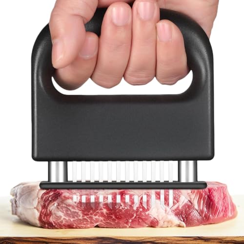 Image of Meat Tenderizer with 48 Stainless Steel Ultra Sharp Needle Blades, Kitchen Cooking Tool Best for Tenderizing, BBQ, Marinade