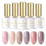 BORN PRETTY Nude Color Gel Nail Polish Set Pink and Gray Series color Soak Off Nail Art Gel Polish Required Gel Base & Top Coat 6 Bottles 6ml