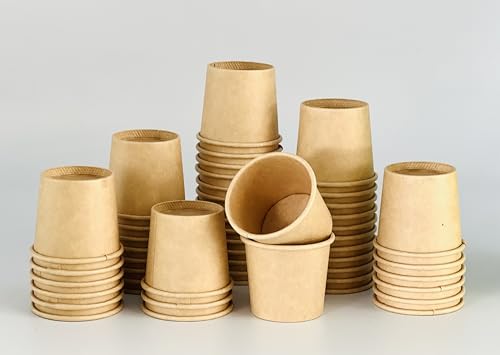 HOT BARGAINS 1oz Kraft Brown Paper Portion Cups Disposable Medicine and Condiment Cups Pack of 500