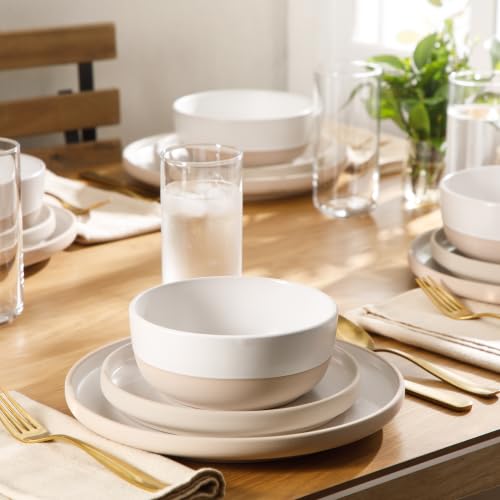 Image of Gibson Home Plates and Bowls Set, 12 Piece Dinnerware Set for 4, White