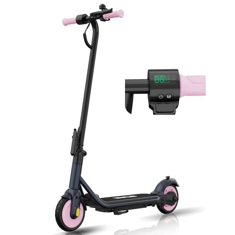 RCB Patinete Eléctrico para Niños, Máx Autonomía 15KM, Máx Velocidad 15KMH, 7" Neumáticos, Patinete Eléctrico Plegable para Niños con Amortiguador, Doble Freno, Regalo para Niños de 8-12 Años