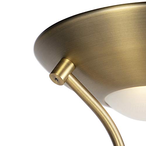 Qazqa led Modern Deckenfluter mit Lesearm, Stehleuchte, Stehlampe - Diva - Bronze, Rund, inkl. 18W integrierter LED, dimmbar, 2-flammig, 180cm, Ideal als Bürolampe und Schlafzimmerlampe