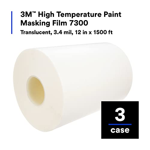 Image of 3M High Temperature Paint Masking Film 7300, Adhesive-Free, Heavy-Duty, Translucent Color, 3.4 mil, 12 in x 1500 ft, 3 /Case