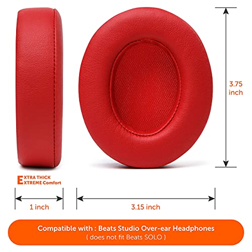 Image of WC Wicked Cushions Replacement Ear Pads for Beats Studio 2 & 3 (B0501, B0500) Wired & Wireless | Does NOT Fit Beats Solo | Softer PU Leather, Enhanced Foam & Stronger Adhesive | Red