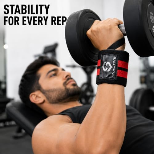 Image of Wrist Band For Gym Workout Wrist Support For Gym Straps For Men Hand Band Strap For Man Wrists Supporter Wrap For Man Workout Accessories For Women And Men 3 mm Thickness (Red)