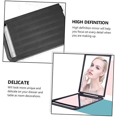 Espejo de maquillaje rectangular doble cara plegable miniatura 3