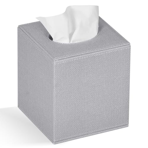 Colylan Tissue Box Cover Square Tissue Box Holder for Bathroom (Grey)