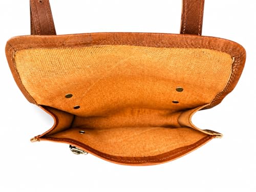 Image of american blue Vintage Genuine Goat Leather Motorcycle Bag 2 Strap Buckle Closure Brown Tool Bag Quick Release Reinforced Handlebar Fork Leather Bike Bag (Pattern 10)