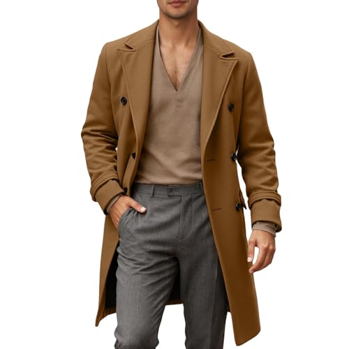 Generisch 2026 gabardina chaqueta anorak para hombre, abrigo mixto clásico otoño-invierno, ropa exterior casual para uso diario, diseño atemporal, marrón, M