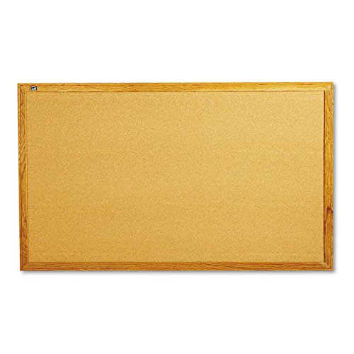 Quartet Cork Bulletin Board 60"W x 36"H Pin Board, Oak Finish Frame (305)
