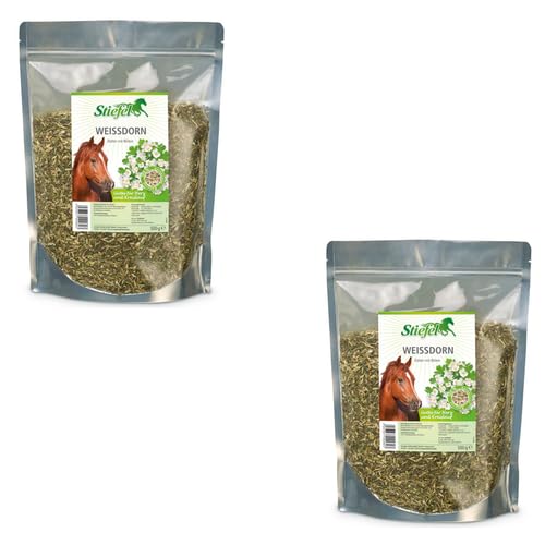 Stiefel Weißdorn | Doppelpack | 2 x 500 g | Ergänzungsfuttermittel für Pferde | 100% Weißdornblätter
