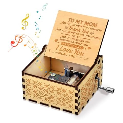 Likeny Mothers Day for Mom Gifts from Daughter Son Gifts for Mom from Daughter Mom Gifts for Mothers Day Birthday Best Mama Gifts Mother Gifts Hand Crank Music Box Cover