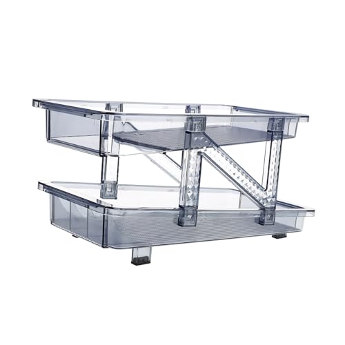 Mikinona Soda Can Holder Dispenser Bin for Refrigerator Double Tier Drink Organizer Automatic Forward Design for Beer and Soda Cans Space-saving Fridge Storage Transparent