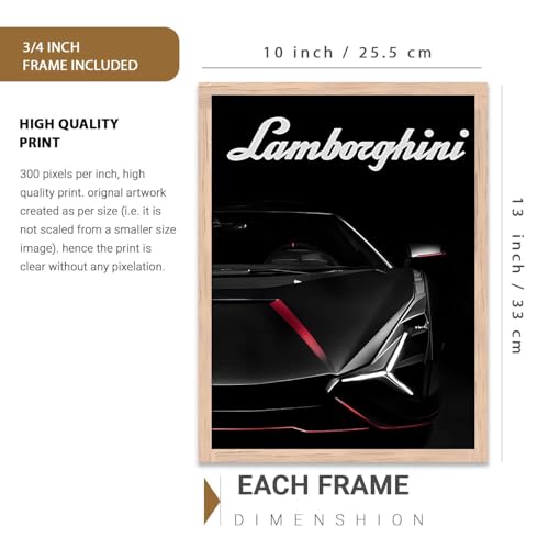 Image of kotart Big Lamborghini Maserati Mercedes AMG Cars Framed Posters Gift Items for Boys Room Wall Decoration Bedroom Living Room Office Studio Decor | Car Poster Frame for Wall Decor Set Of 3 Size (19 X 25 inch)