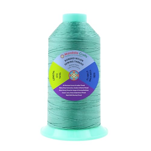 Mandala Crafts Size 346 210D T350 Aquamarine Bonded Nylon Thread, 415 YDs