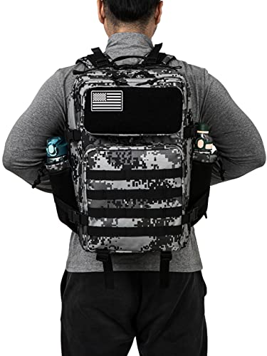 Qt&Qy Military Tactical Backpacks For Men Army Molle Daypack 45L Large 3 Day Bug Out Bag Gym Rucksack With Bottle Holder Black Camo #TOP3
