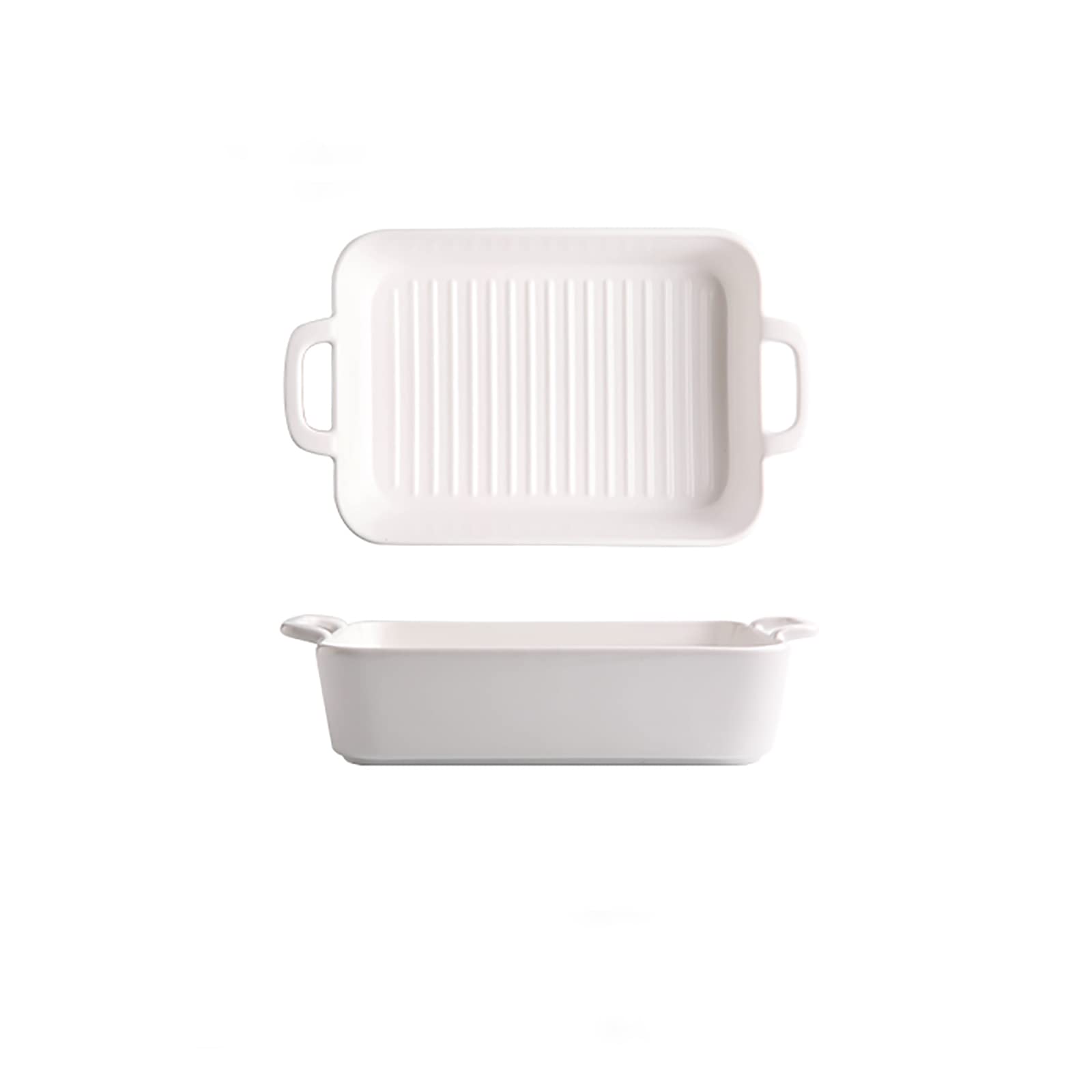 Ustensiles de Cuisson, Plat de Cuisson en céramique, Petit Plat à Four, Plat de Cuisson en céramique rectangulaire avec poignée, Bleu (Color : White)