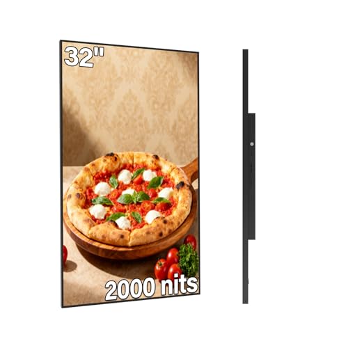 Image of 32inch Digital Signage, 2000nits High Brightness Advertising Display, Slim Fit Frameless LCD Monitor, CMS Remote Publishing, 24 /7 Operation, Smart Split Screen Play, HDMI /USB /WiFi /Android System