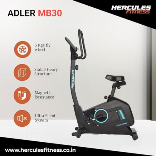 Image of Hercules Fitness Adler MB30 upright Bike | Indoor bike Exercise Cycle for home use | Magnetic Resistance |Heart rate sensor |Home Gym Equipment | Cardio Gym