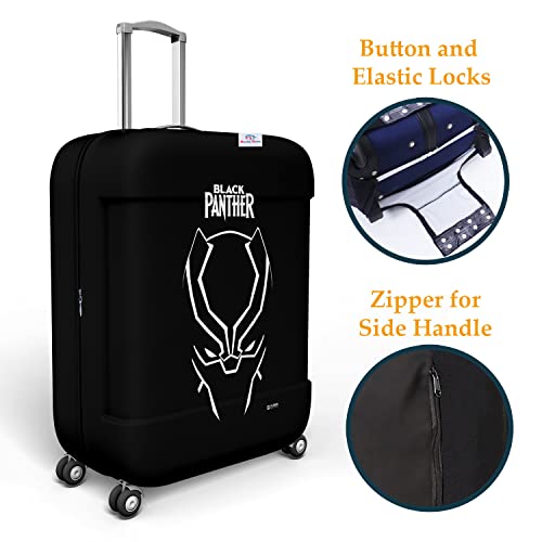 Image of Heart Home Marvel Black Panther Luggage Cover|Polyester Travel Spinner Suitcase Cover|Washable|Stretchable Spinner Suitcase Protector|18-22 Inch|Small (Black),H-55Cm