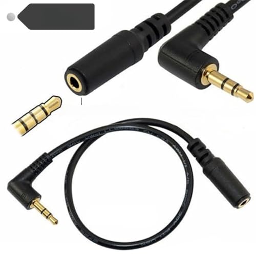 For 90 Degree Right Angle 3.5mm 3-Pole Audio STO Male to 3.5mm 4-Pole Female Extension Cable Adapter Connector Auxiliary Cable