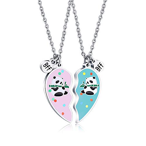 KINGSIN Panda Gifts BFF Best Friend Necklaces for 2 Friendship Panda Necklace for Girls Jewelry Gifts for Women Teen Girls Sisters Daughters Granddaughters