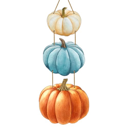 Fall Door Decor Blue Orange Pumpkin Wall Decor Wooden Front Door...