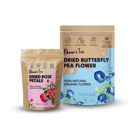 KHWAN'S TEA Pure Dried Butterfly Pea Flowers Blue Tea and Premium Dried Rose Petals Cover