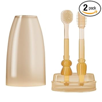 PANCA Baby Tongue Cleaner Set With Storage Box, Tooth Brush Oral Care, Cleaning Brush Teethers, Baby Kit Essentials, BPA Free, Soft Silicone Bristle (Set of 2) - image, photos