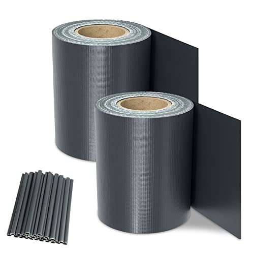 Yakimz Bande brise-vue pour double mate, 100 m x 19 cm, en PVC, avec 80 clips, film de clôture, brise-vent, opaque, protection contre le vent, pour clôture de jardin, balcon, anthracite