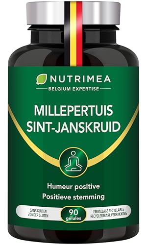 MILLEPERTUIS – 4660 mg – Extrait 10:1 Titré en Hypericines – Anti-Déprime & Bonne Humeur – Anti-Stress & Sommeil – 90 Gélules Vegan – Nutrimea – Fabriqué en France