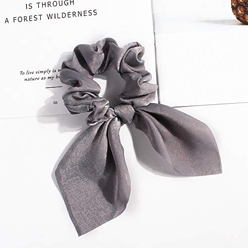 Dinprey DIN-38 Solid Colors Hair Scrunchies Cute Bunny Ears Hair Ties Ponytail Holders thumb #2