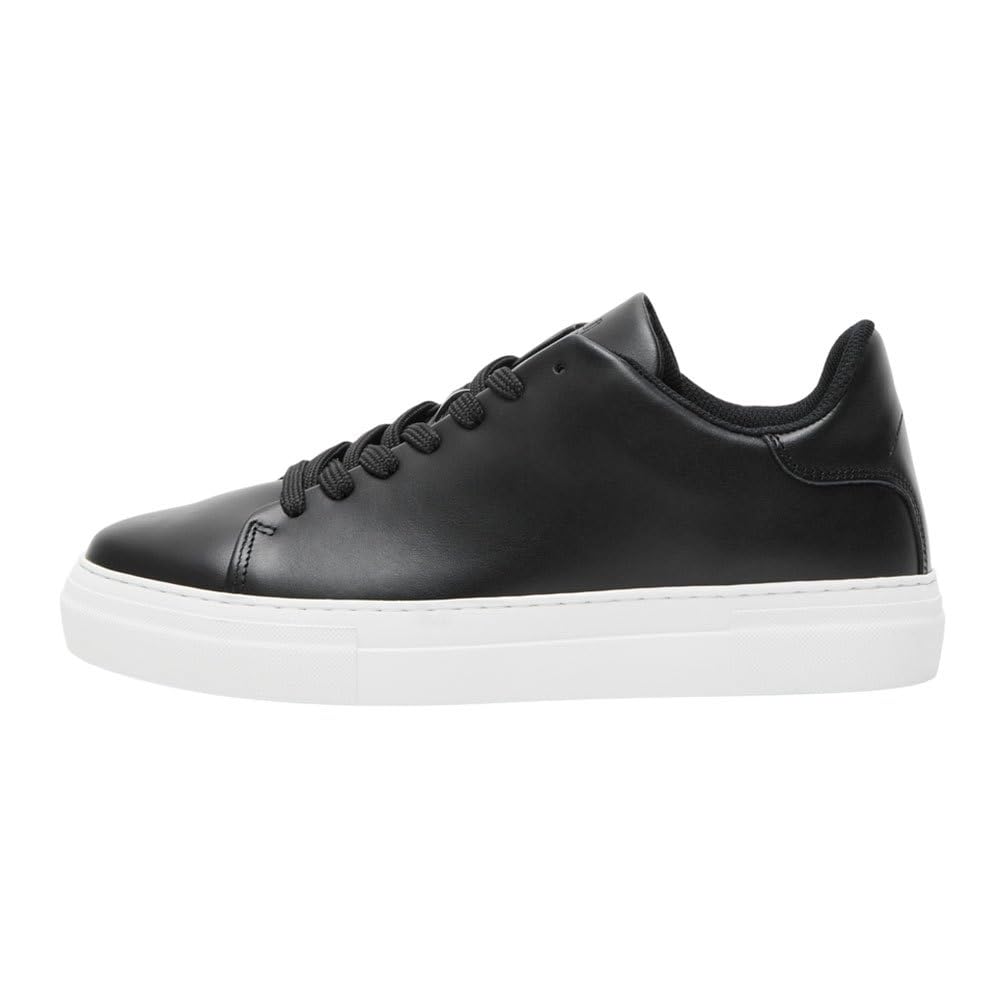 SELETED HOMME SLHDAVID Chunky Leather Noos Sneaker da Uomo, Nero, 42 EU, Nero, 42 EU