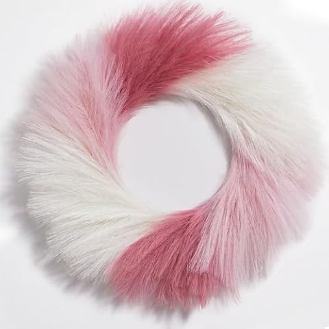 Serwalin 𝟮𝟰" Pampas Grass Wreaths, Pink Faux Pampas Wreaths, Boho Home Decor Artificial Pampas Wreaths for Front Door, Pampas Wreaths for Farmhouse Bathroom Party Tabletop DIY Arrangement Cover