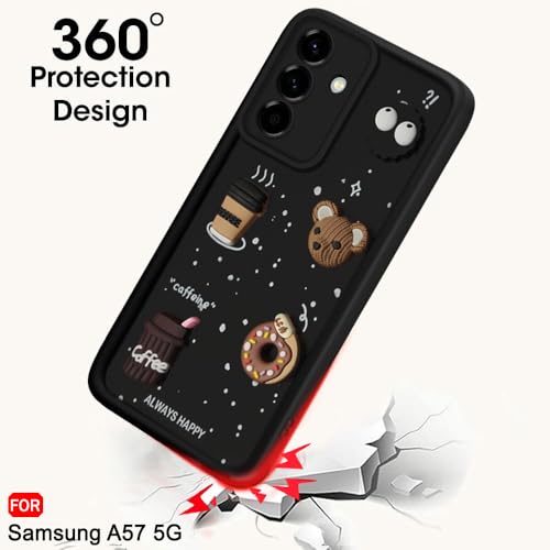 Image of TheGiftKart Back Cover Case for Samsung Galaxy A57 5G | Cute Fun Cartoon 3D Bear Coffee Case | Full Camera Protection | Shockproof Back Cover Case for Samsung Galaxy A57 5G (Silicone, Black)