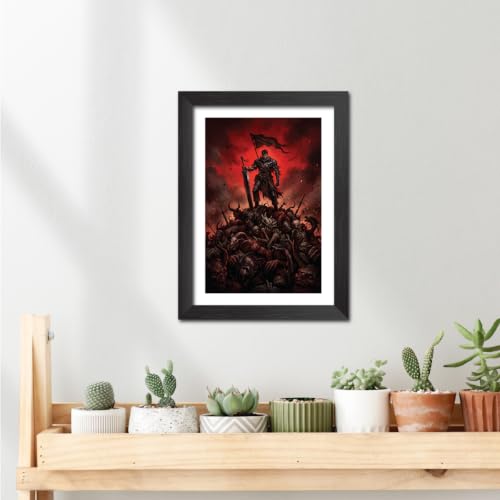 Image of TenorArts Guts Poster Berserk Anime Laminated Photo Frame Painting with Matt Finish Black Textures (12inches x 9inches)