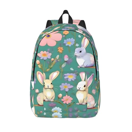 Sac à dos en toile imprimé fleurs oiseaux lapins unisexe randonnée