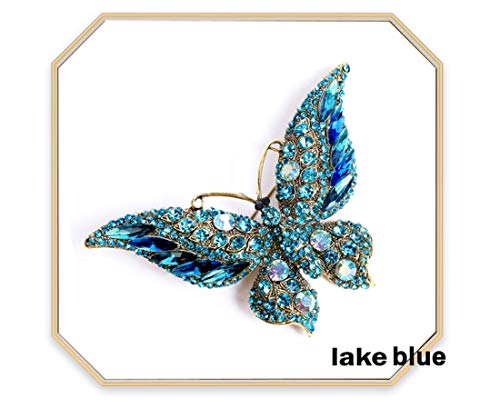 Image of Suoirblss 3.74 Inches Vintage Rhinestone Butterfly Brooch Pin Crystal Cute Animal Rhinestones Corsage Pin