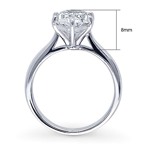 BERRICLE Sterling Silver Oval Cut CZ Solitaire Wedding Engagement Promise Rings for Her, Cubic Zirconia Chevron Wishbone Ring Enhancer, 1-3 Piece Set4