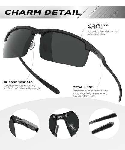 Image of ANYLUV Polarized Sunglasses for Men Carbon Fiber Sunglasses with UV400 Protection for Fishing Driving Gift