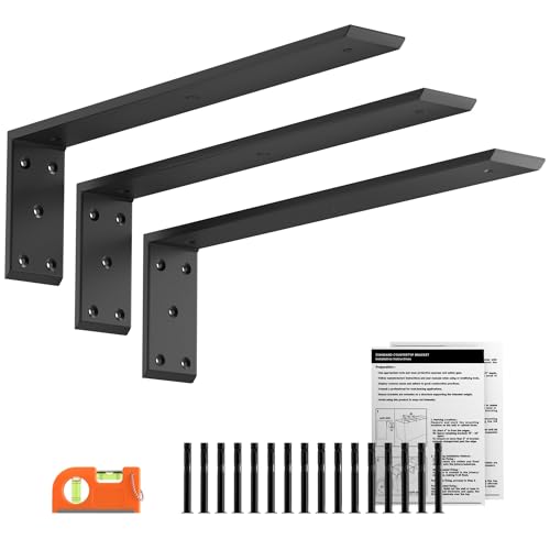 Image of LEOPO 20" Countertop Support Brackets 3 Pack, 3/8" Thick Heavy Duty Standard Front Mounted L Countertop Support Bracket for Shelves,Bracket for Quartz/Granite/Wood/Concret/Laminate Countertops