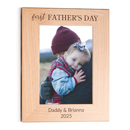 Lifetime Creations Personalized First Father's Day Picture Frame: New Dad Gifts for Men, First Time Dad Gifts for Fathers Day, Engraved Wood Frame (Holds 5x7 Inch Portrait Photo)