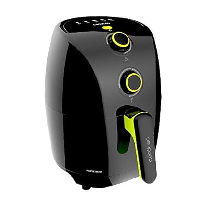 Cecotec Heißluftfritteuse 1,5 L Cecofry Compact Rapid Black. 900 W, Ohne Öl, Thermostat, einstellbare Temperatur bis 200ºC, Timer 30 min, Kapazität 400 g Kartoffel, Schwarz