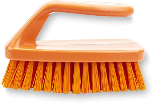 Image of SPARTA Scrub Brush with Iron Shaped Handle and Stiff Bristles, Heavy Duty Scrubber Brush for Kitchen, Bathroom, Shower, Tile, Sink, Carpet and Bakepans, Polypropylene, 6 Inches, Orange