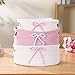 Breling 3 Pieces Coquette Bow Laundry Hamper Cotton Rope Storage Basket Bow Woven Gift Baskets Rope Bin with Handles for Decoration Organization Storage for Nursery, Pet Toy Basket(Pink, White)