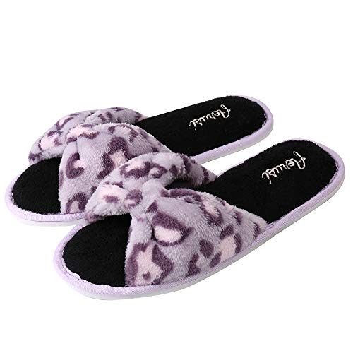 Women's Soft Warm Cushioned Fluffy Slides Home Slippers with Water Resistant Anti-Skid Sole